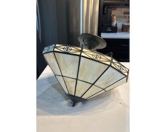 Tiffany Style Stained Glass Flush Mount Ceiling Light Octagon Lamp