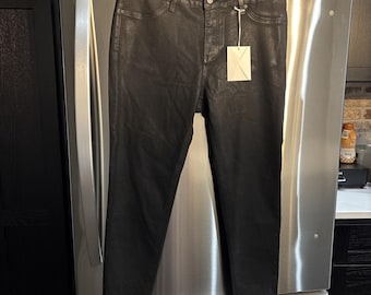 NWT KanCan Women's Mid Rise Super Skinny Jeans Black Shimmer Size 16 W NWT