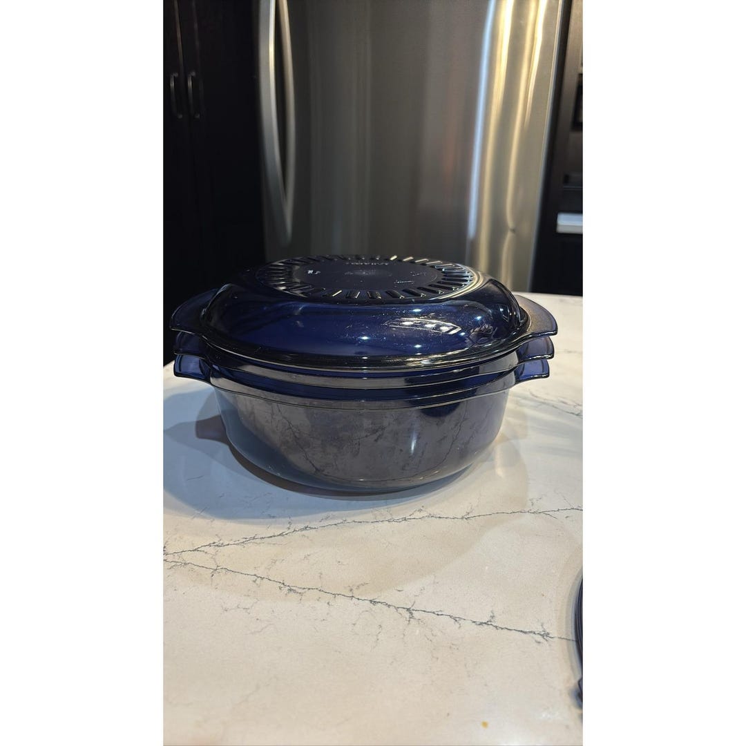 Ministack Cooker Tupperware Tupperware Tupperwave Stack Cooker 4 Pc Set Navy Blue - Etsy