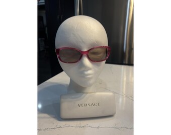 Versace Women's Pink Rectangle Sunglasses Brown Lens w/ Case 3207