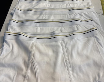 5 Vintage New Stafford Men's Briefs Large 5-Pack Full-Cut White Yellow Blue