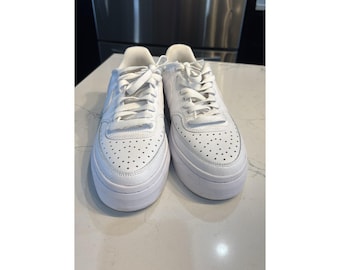 Nike Court Vision Alta LTR Triple White Platform Sneakers Womens SZ 8.5