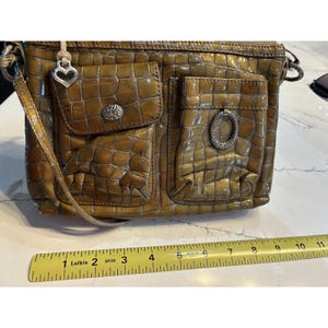 Brighton Barbados Beige Patent Leather Crossbody Adjustable Handbag image 8