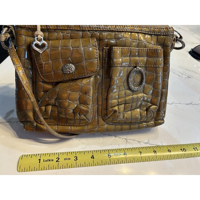 Brighton Barbados Beige Patent Leather Crossbody Adjustable Handbag image 8