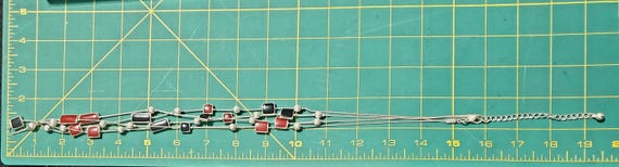 Red and Black Rectangular and Square Bead Long Ne… - image 5