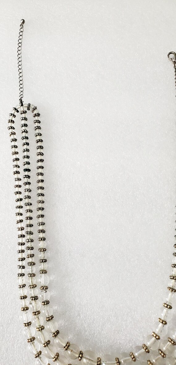 Multiple Strand Clear and Silvertone Bead Vintage… - image 4
