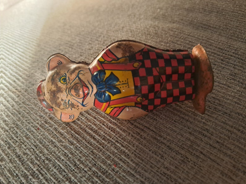 Vintage J Chein & Co. blikken speelgoed wind-up varken afbeelding 1