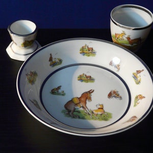 Paul Pastaud  Limoges Porcelain Three Piece Child&#39;s Set