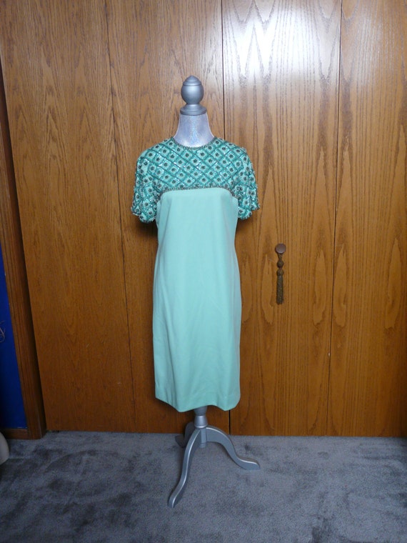Vintage Mint Green Cocktail Dress With Sequins Seed Beads and - Etsy