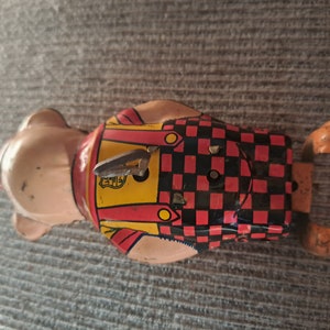 Vintage J Chein & Co. blikken speelgoed wind-up varken afbeelding 2