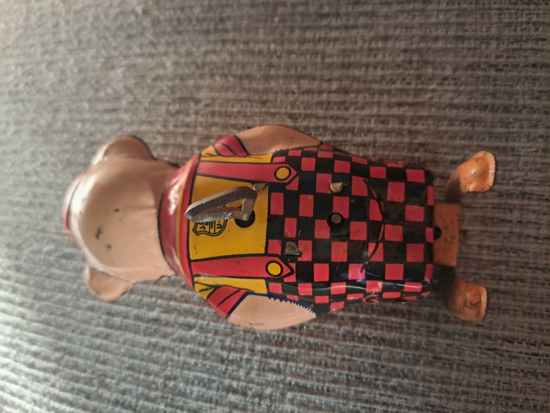 Vintage J Chein & Co. blikken speelgoed wind-up varken afbeelding 2