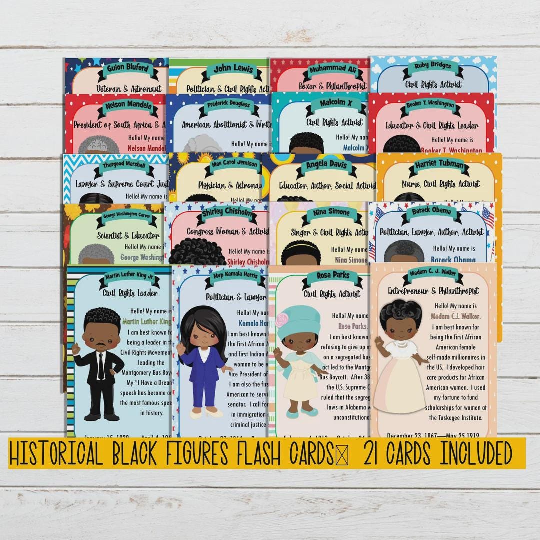 History Flash Card Example Black History Flash Cards | Printable Classroom Resource | Month ...