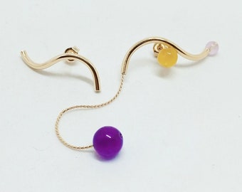 Asymmetric wave earrings, Pastel Ivana earrings