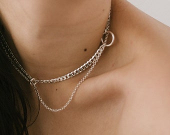 Sterling silver choker, statement necklace, Roseta choker