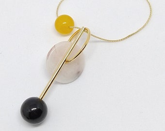 Collana amuleto pendente lungo, ispirata al bauhaus, collana charm