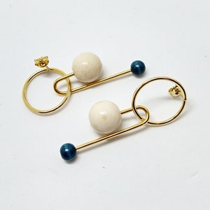 Gold Geometric Drop Earrings, Circle Stud Dangle Earrings, Minimalist Statement Earrings, Boho Chic Earrings, Modern Geometrical Earrings
