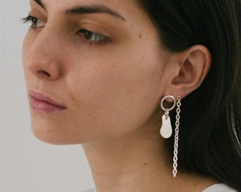 Asymmetric statement earrings, Odile earrings, sterling silver