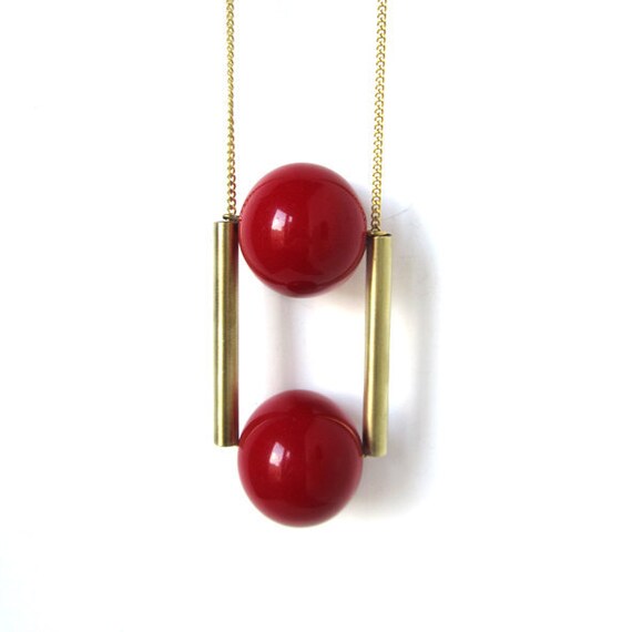 Items similar to Oversized Juliette necklace, red and gold, just two