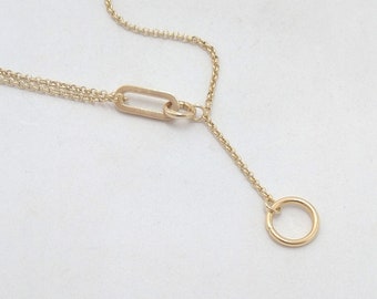 Geometric neckace, gold plated brass, Tica necklace, gold plated brass, medium size, layering