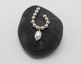 Pearl ear cuff, sterling silver, Bora pearl ear cuff