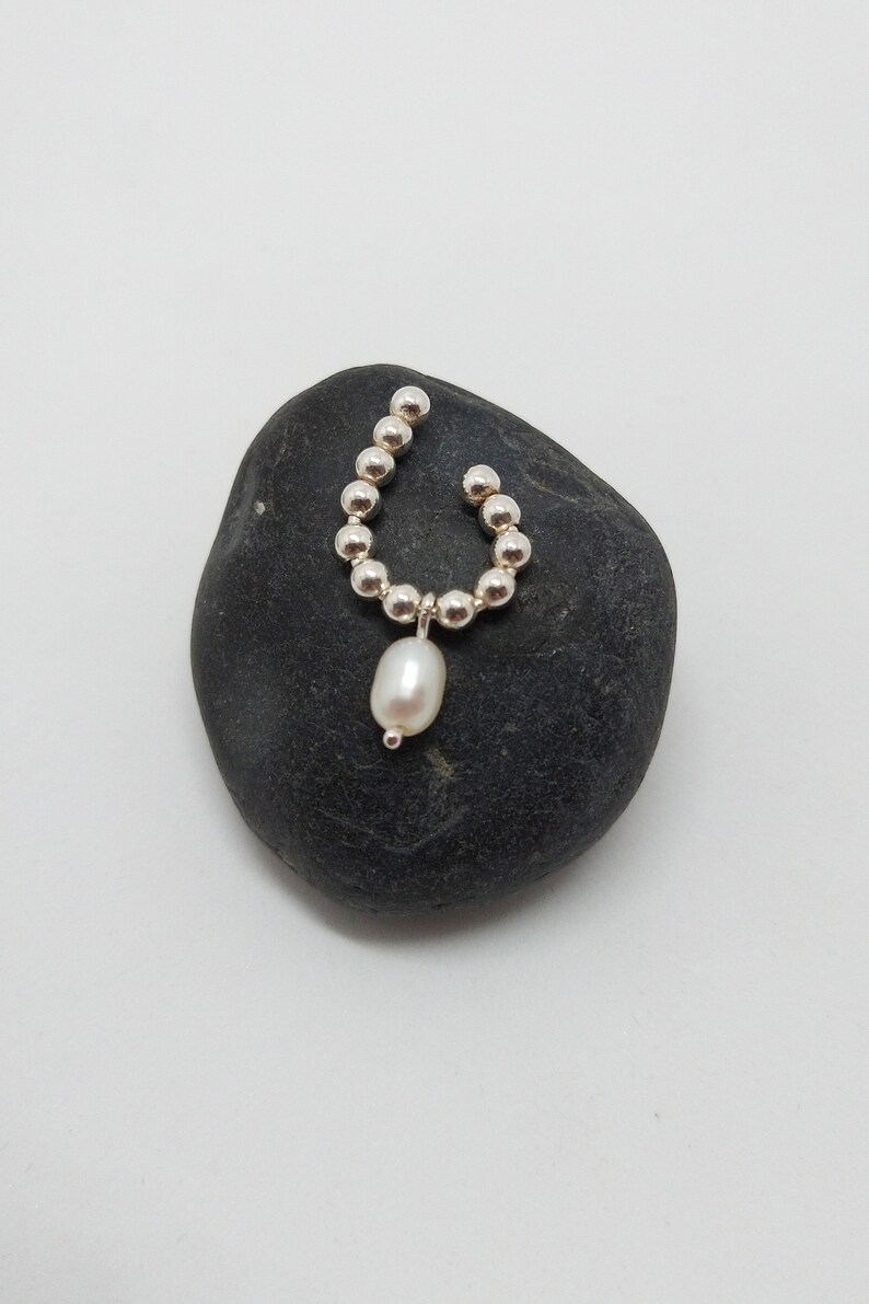Pearl ear cuff, sterling silver, Bora pearl ear cuff image 1
