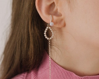 CRYSTAL PEARL ear cuff, sterling silver