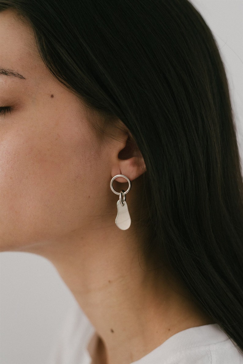 Asymmetric statement earrings, Odile earrings, sterling silver image 5