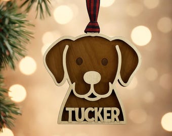 Personalized Dog Christmas Ornament, Custom Dog Name Keepsake, Wooden Dog Ornament, Personalized Pet Gift, Dog Name Christmas Gift