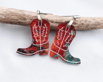 Cowboy Boot Earrings Acrylic Western Jewelry