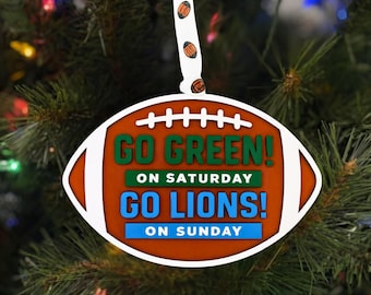 MSU Lions Football Ornament, Michigan State, Detroit Lions