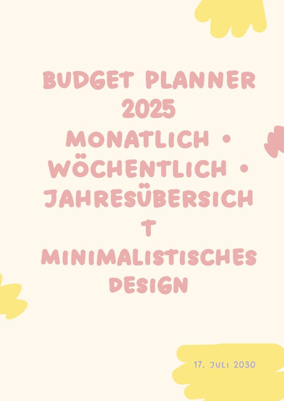 Minimalist Budget Planner 2025 (German) – Monthly budget, weekly tracker, annual overview,