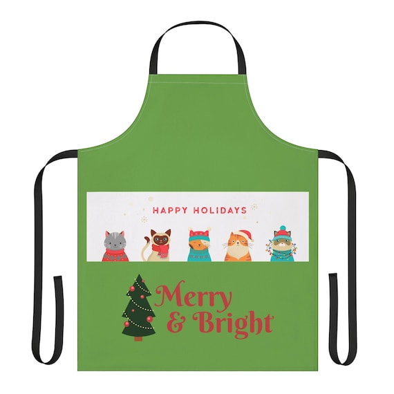 Cat and Dog Holiday Apron, Pet Lover Kitchen Smock