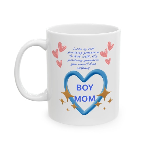 Whimsical Hearts Ceramic Mug - Boy Mom Design
