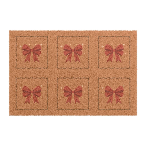 Christmas Wreath Pattern Doormat | Gingerbread & Holly Holiday Welcome Mat