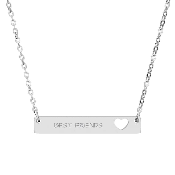Cutout Heart Bar Necklace (Engraving)