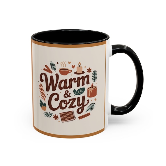 Warm & Cozy Coffee Mug, Accent Colors, Gift for Coffee Lovers
