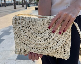 Handmade Paper Cord, Shoulder Bag - Long Strap Boho Bag