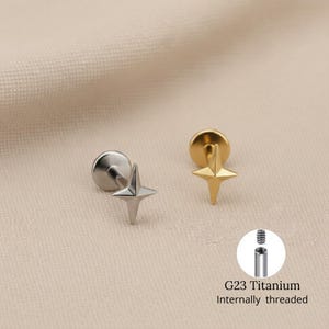 Titanium Star Labret, 16G Helix Cartilage Piercing