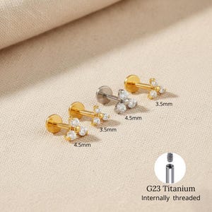 Titan 16G Dreibettzimmer Zirkonia Knorpelohrring, Dreieinigkeits-Bolzen, Helix, Tragus, Conch, Ohrläppchen, Lippe Piercing Schmuck