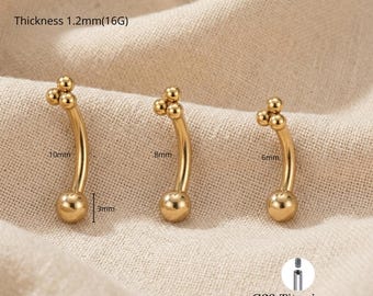 Titanium Trinity Bead gebogen barbell piercingsieraden (16G)