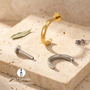 Titanium C-Shaped Hoop Earring – Minimalist Half Circle Piercing Jewelry