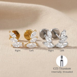 Titan Blatt Kletterer Ohrring, Marquise CZ Cluster Ohrstecker, Helix Tragus Conch Piercing