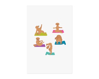 Retriever Yoga Dogs Poster | Yoga Dogs Print | Golden Retriever Dog Art Poster