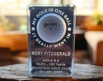 Expositor de pelotas de golf personalizado "Hoyo en Uno", acrílico grabado