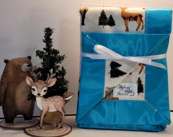 UNIQUE satin trimmed baby and toddler blanket