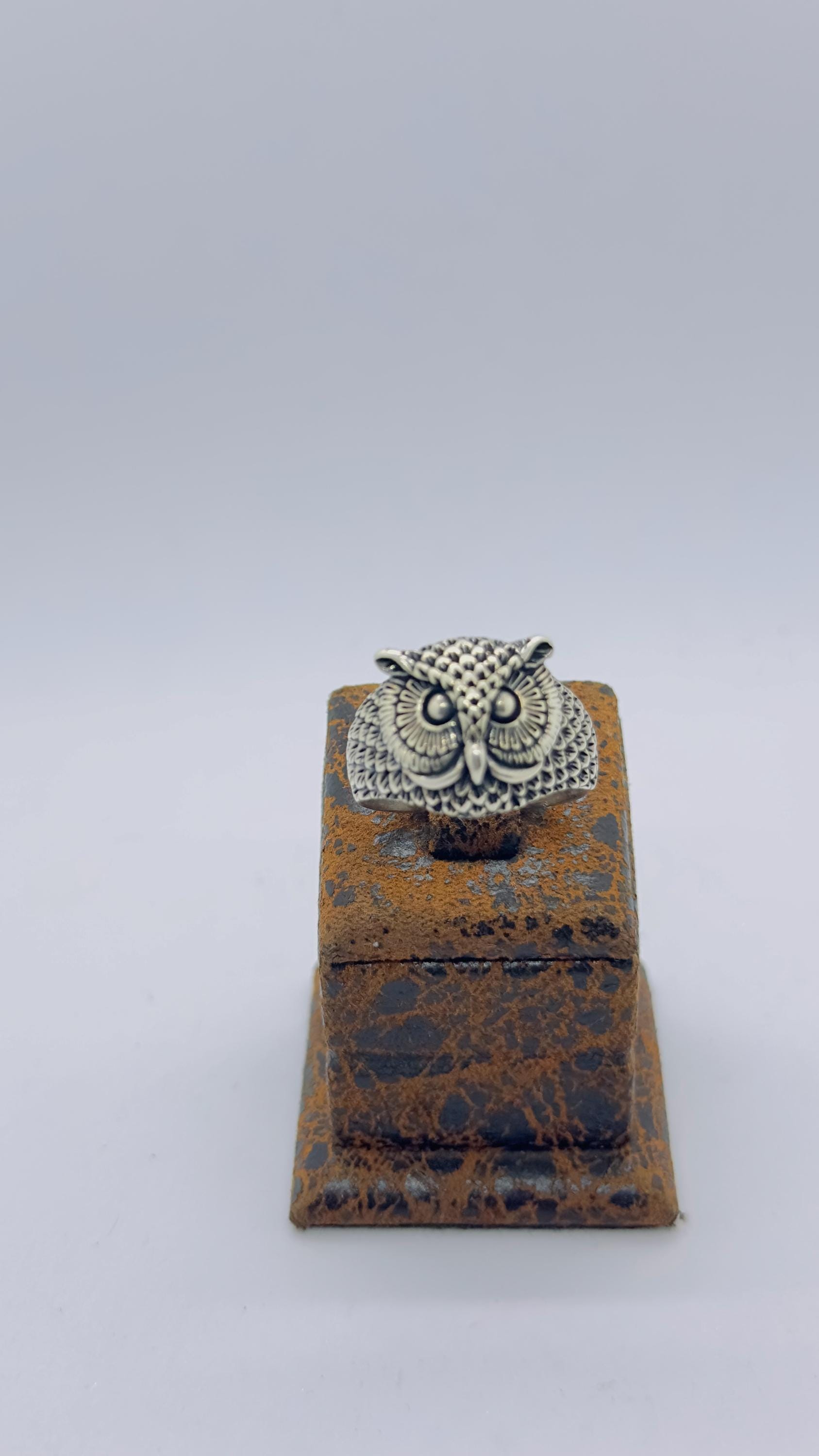 Sterling Silver Owl Ring, Unique Fathers Day Gift for Him