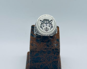 Sterling Silver Wolf Ring, Fathers Day Gift, Men’s Ring