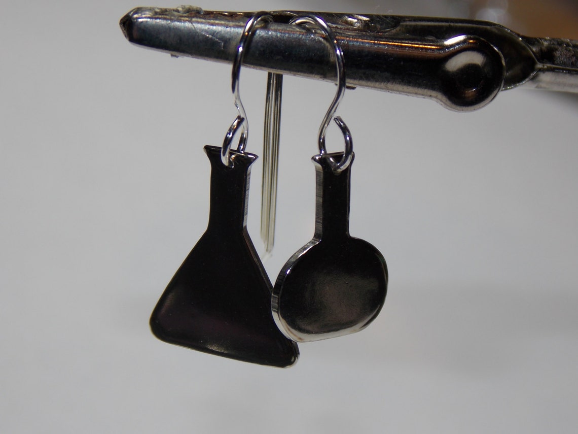 Geekery Beaker Earrings in Sterling Silver or Copper Etsy
