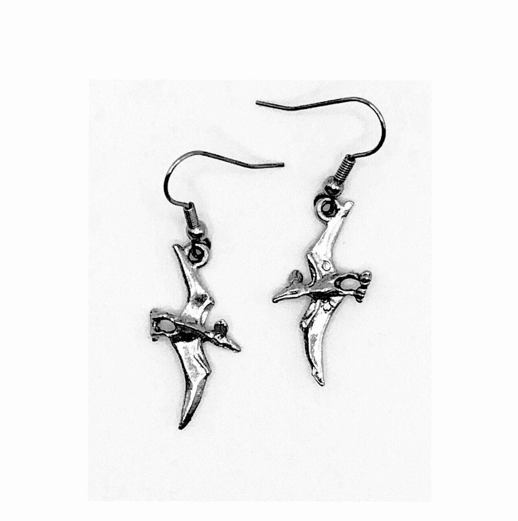 Pterodactyl Earrings - Dinosaur, Paleo, Sterling Silver, Geology, Gee…