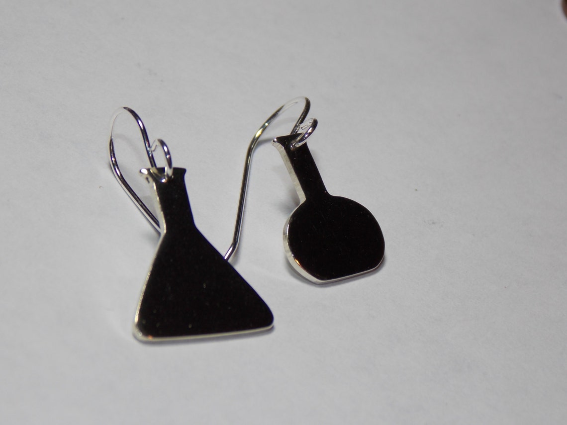 Geekery Beaker Earrings in Sterling Silver or Copper Etsy
